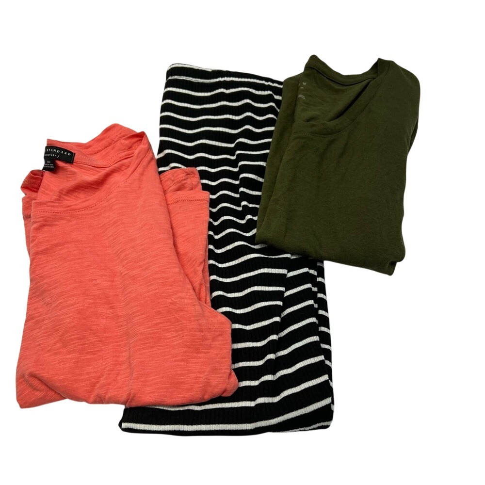 Sanctuary Coral Tee Olive Shirt Striped Ribbed Pants Bundle Womens L‎ M Multi